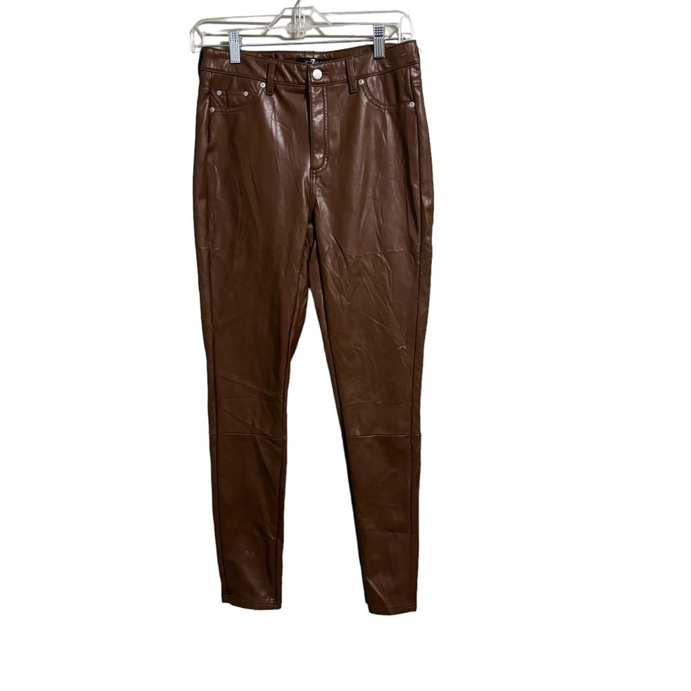 7 For All Mankind Coated Faux Leather High Waist Ankle Pants Size Small